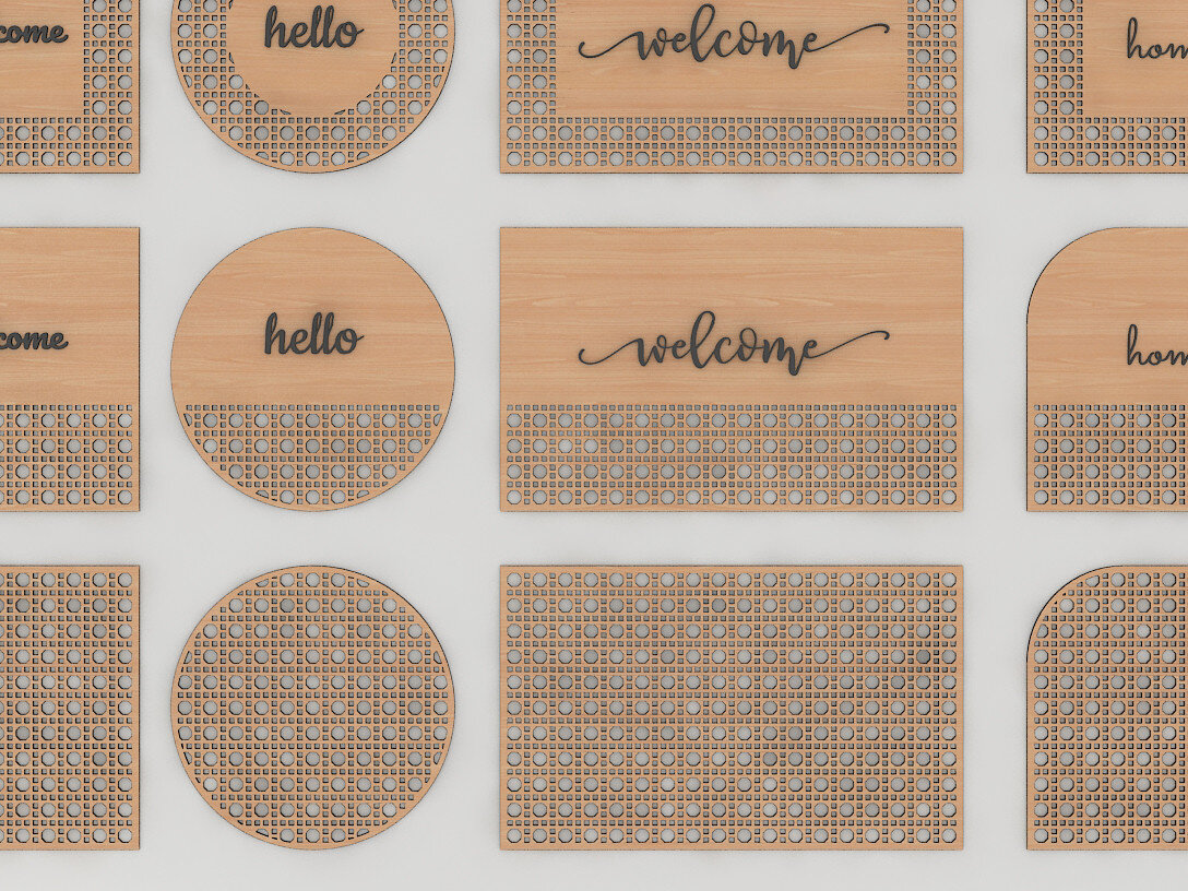 Σετ των 2 Intra απο ξύλο plywood 3mm-4mm πάχος – Κρεμάστρα πόρτας από μπαστούνι μπαστούνι στρογγυλές επιγραφές 228 Δίασταση  20x20 cm INTRAFABR-54154095