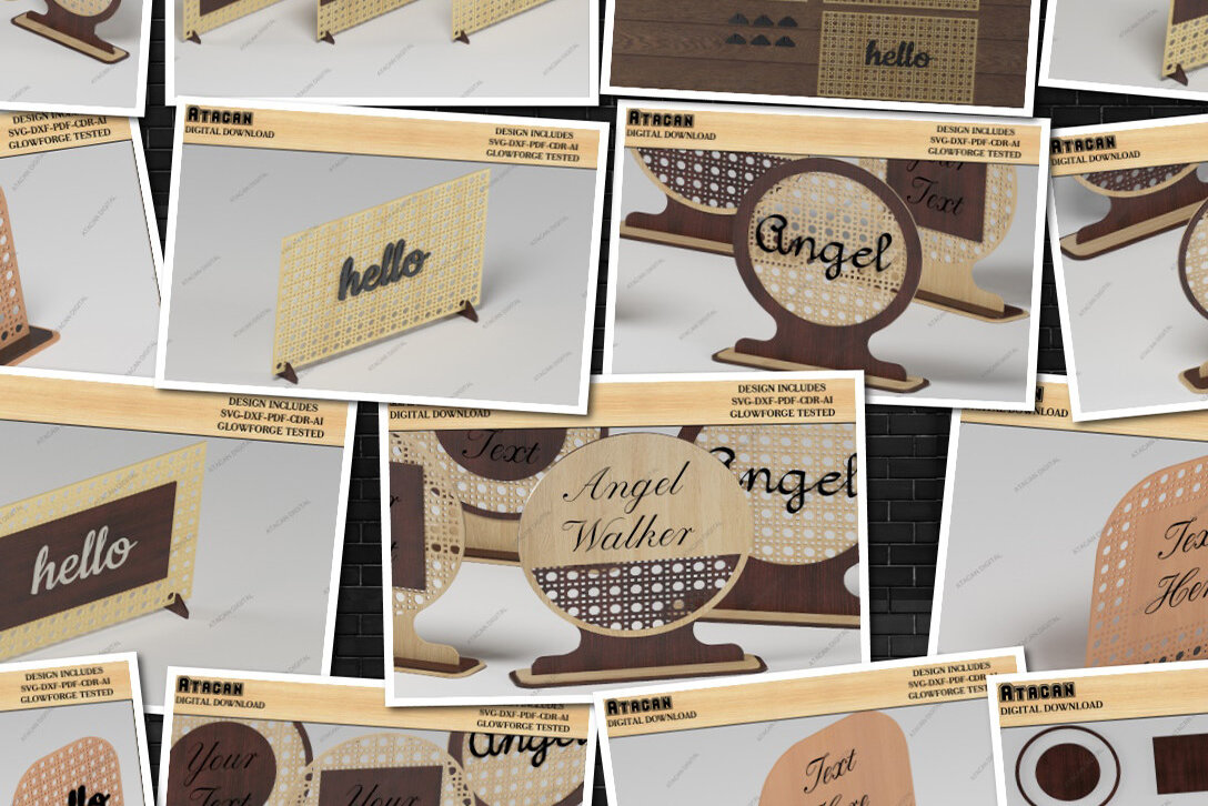 Σετ των 2 Intra απο ξύλο plywood 3mm-4mm πάχος – Υποστηρικτικό σετ μοτίβων από μπαστούνι μπαστούνι Δίασταση  20x20 cm INTRAFABR-68567942