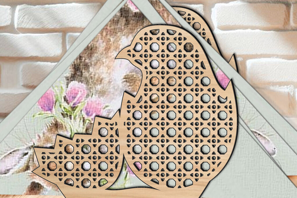 Σετ των 2 Intra απο ξύλο plywood 3mm-4mm πάχος – Θήκη Πασχαλινής Χαρτοπετσέτας Rattan Chicken Δίασταση  20x20 cm INTRAFABR-116275291