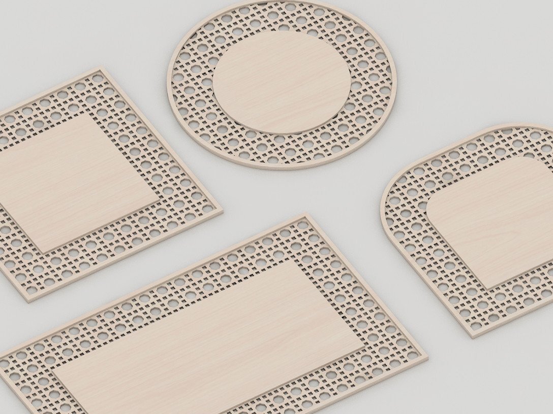 Σετ των 2 Intra απο ξύλο plywood 3mm-4mm πάχος – Κουφώματα κρεμάστρας πόρτας Rattan Ιμάντες από μπαστούνι Δίασταση  20x20 cm INTRAFABR-41626112