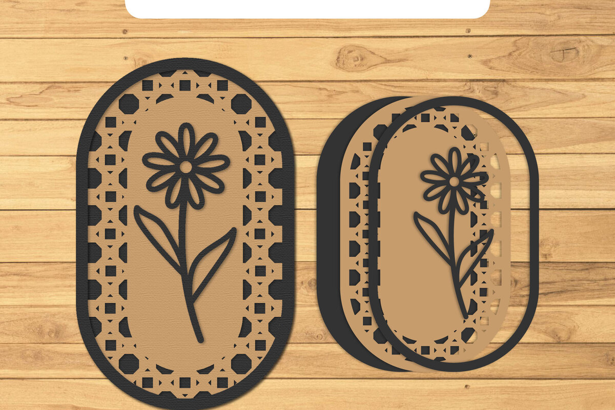Intra απο ξύλο plywood 3mm-4mm πάχος – Rattan Floral Lasercut - Rattan Wall Art Δίασταση  40x30 cm INTRAFABR-124869390