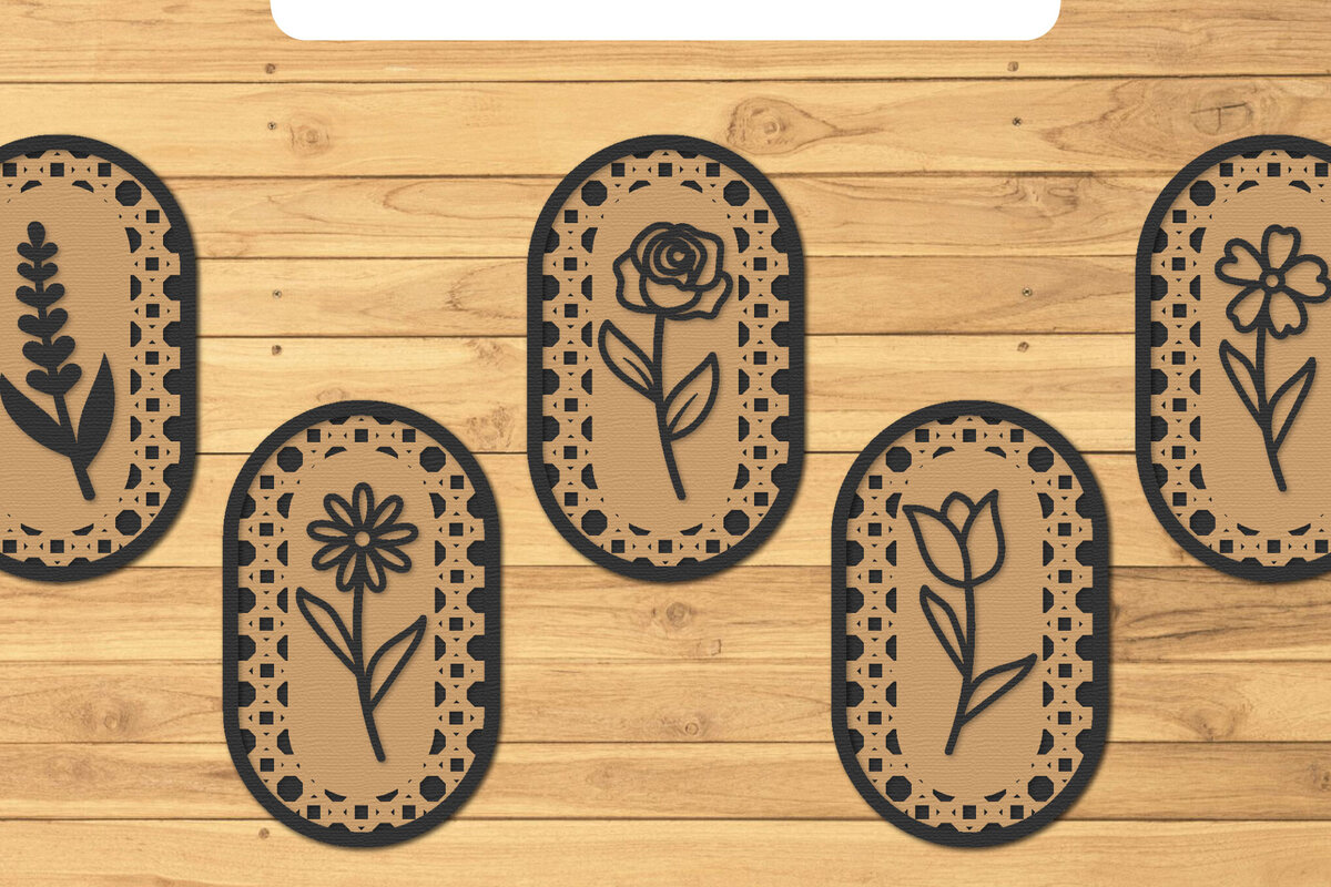 Intra απο ξύλο plywood 3mm-4mm πάχος – Rattan Floral Lasercut - Rattan Wall Art Δίασταση  40x30 cm INTRAFABR-124869434