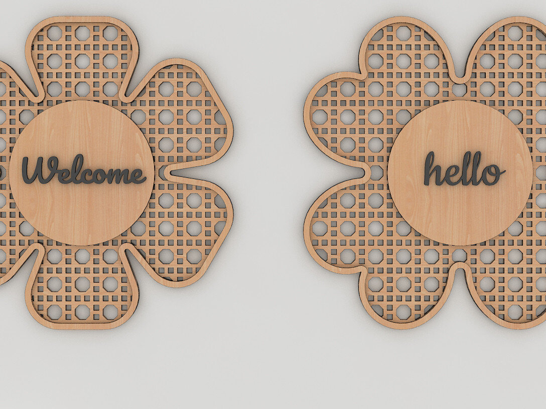 Σετ των 2 Intra απο ξύλο plywood 3mm-4mm πάχος – Ψηφιακό αρχείο κοπής λέιζερ Rattan Flower 231 Δίασταση  20x20 cm INTRAFABR-53998431