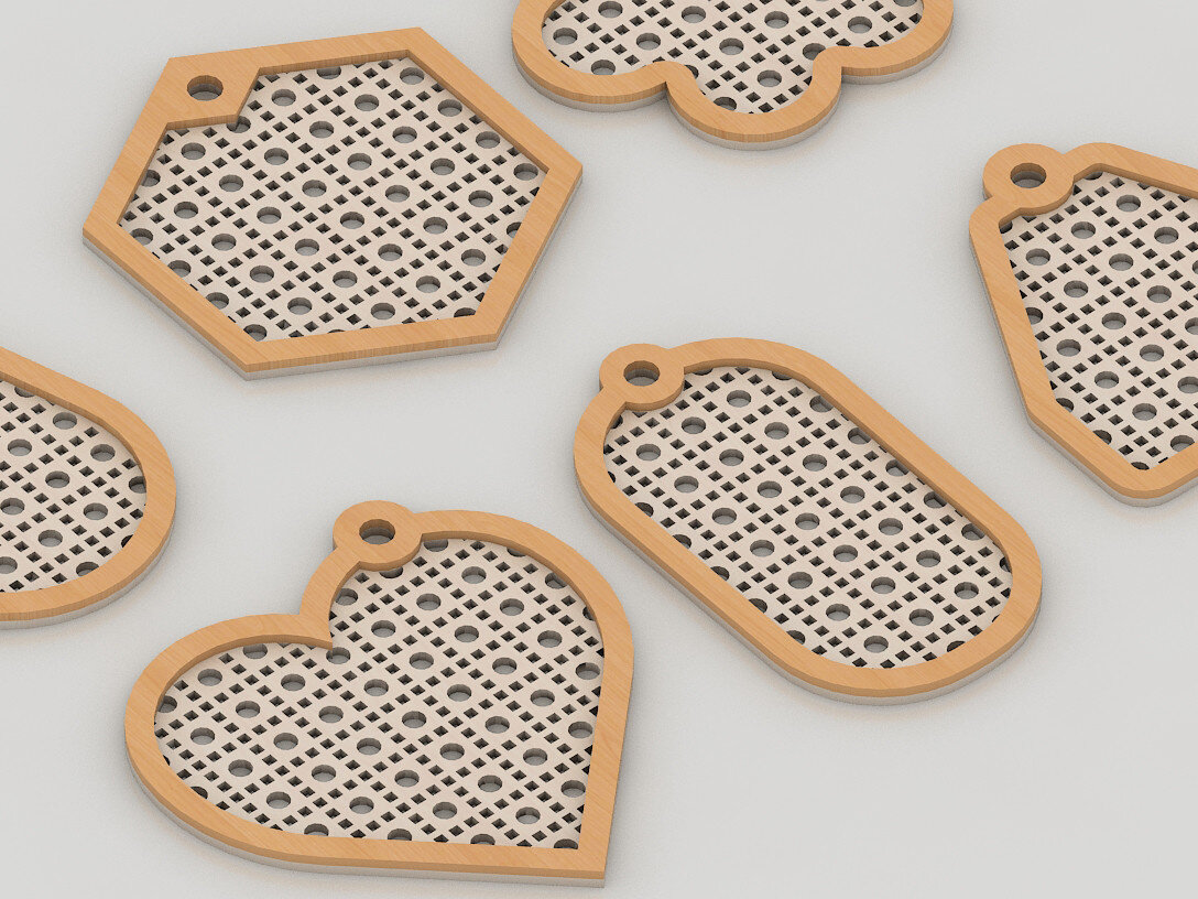 Σετ των 3 Intra απο ξύλο plywood 3mm-4mm πάχος – Πρότυπα κοπής μπρελόκ Rattan 247 Δίασταση  5x5 cm INTRAFABR-53995769