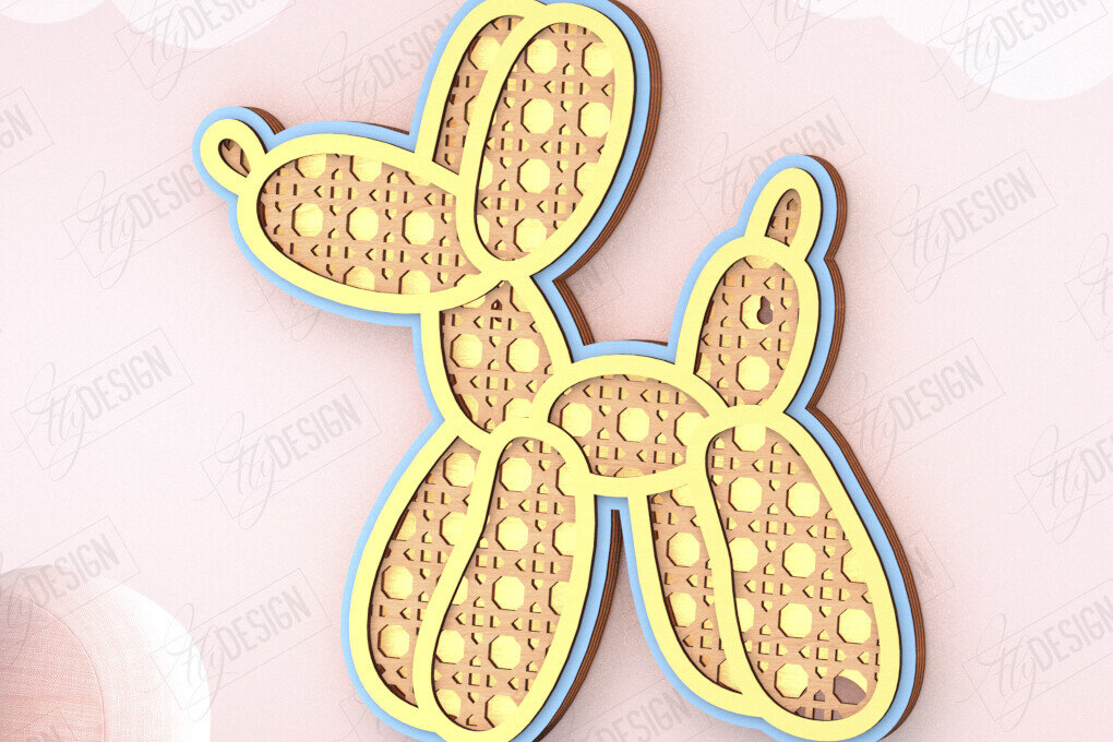 Σετ των 2 Intra απο ξύλο plywood 3mm-4mm πάχος – Παιδική λάμπα Rattan | Αρχείο CNC Δίασταση  20x20 cm INTRAFABR-121596824