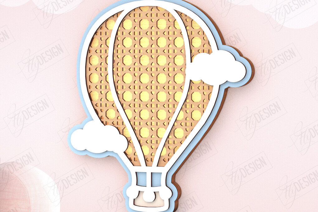 Σετ των 2 Intra απο ξύλο plywood 3mm-4mm πάχος – Παιδική λάμπα Rattan | Αρχείο CNC Δίασταση  20x20 cm INTRAFABR-121596832