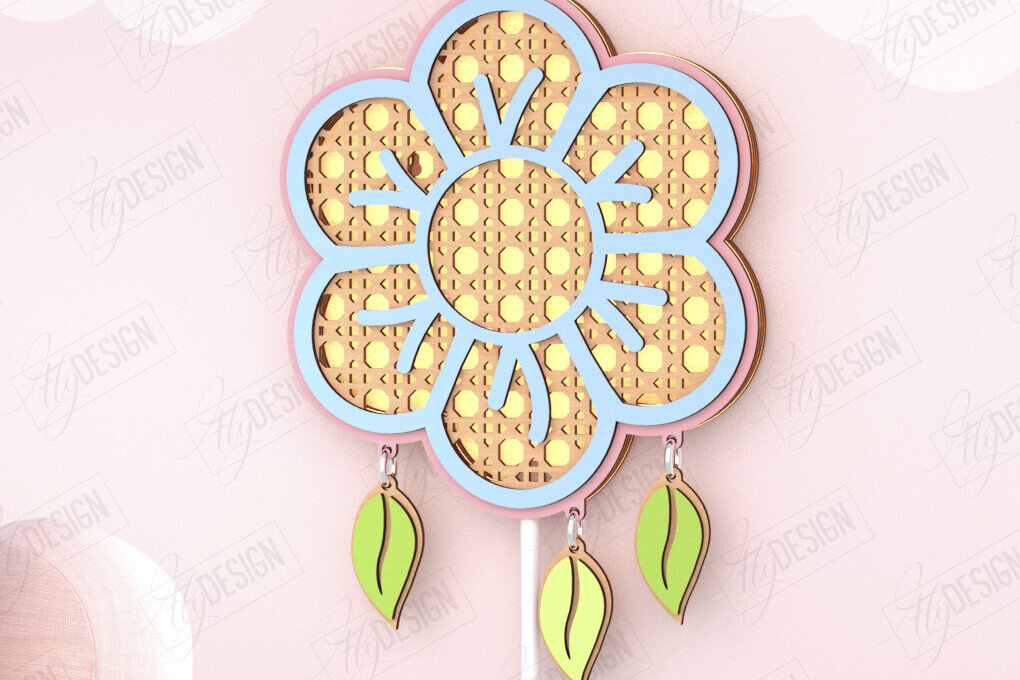 Σετ των 2 Intra απο ξύλο plywood 3mm-4mm πάχος – Παιδική λάμπα Rattan | Αρχείο CNC Δίασταση  20x20 cm INTRAFABR-121596823