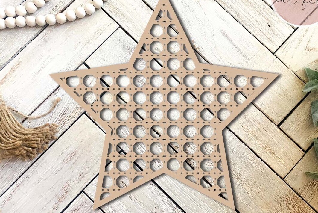 Intra απο ξύλο plywood 3mm-4mm πάχος – Rattan Star Frame Δίασταση  45x45 cm INTRAFABR-71442511