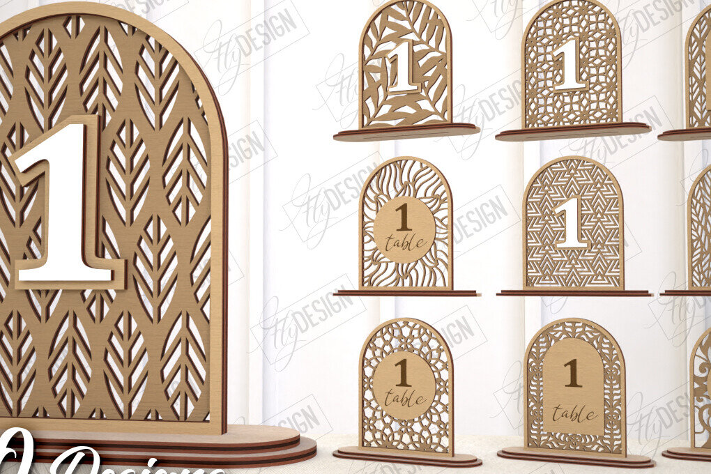 Σετ των 2 Intra απο ξύλο plywood 3mm-4mm πάχος – Πακέτο αριθμών τραπεζιού Rattan | Επιτραπέζιο σημάδι Δίασταση  20x20 cm INTRAFABR-113923245