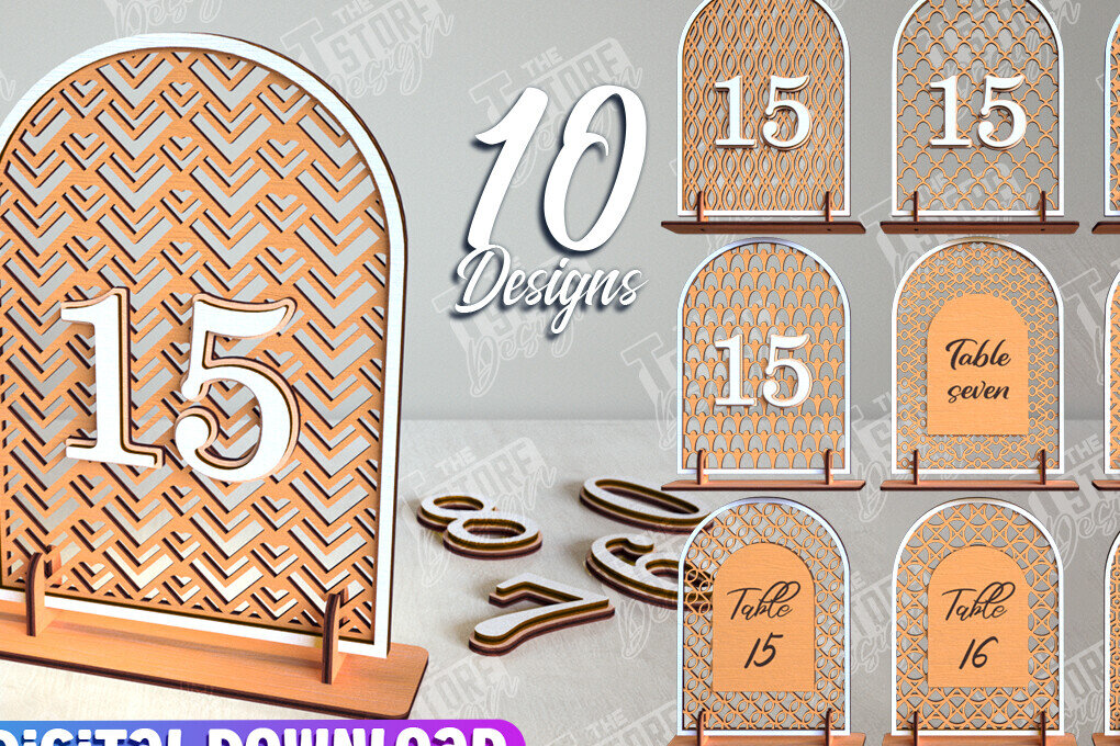 Σετ των 2 Intra απο ξύλο plywood 3mm-4mm πάχος – Πακέτο αριθμών τραπεζιού Rattan | Επιτραπέζιο σημάδι Δίασταση  20x20 cm INTRAFABR-113527885