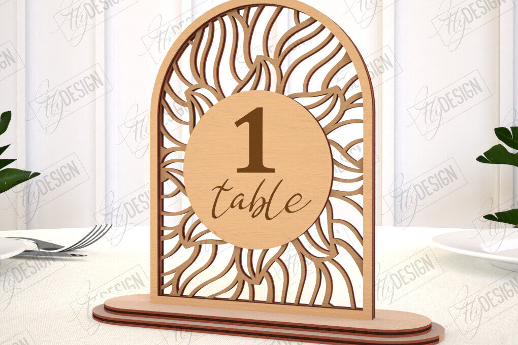 Σετ των 2 Intra απο ξύλο plywood 3mm-4mm πάχος – Αριθμοί τραπεζιού Rattan | Σημάδι αριθμού πίνακα Δίασταση  20x20 cm INTRAFABR-113922920