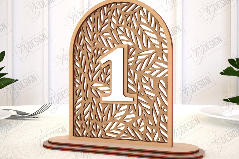 Σετ των 2 Intra απο ξύλο plywood 3mm-4mm πάχος – Αριθμοί τραπεζιού Rattan | Σημάδι αριθμού πίνακα Δίασταση  20x20 cm INTRAFABR-113923015