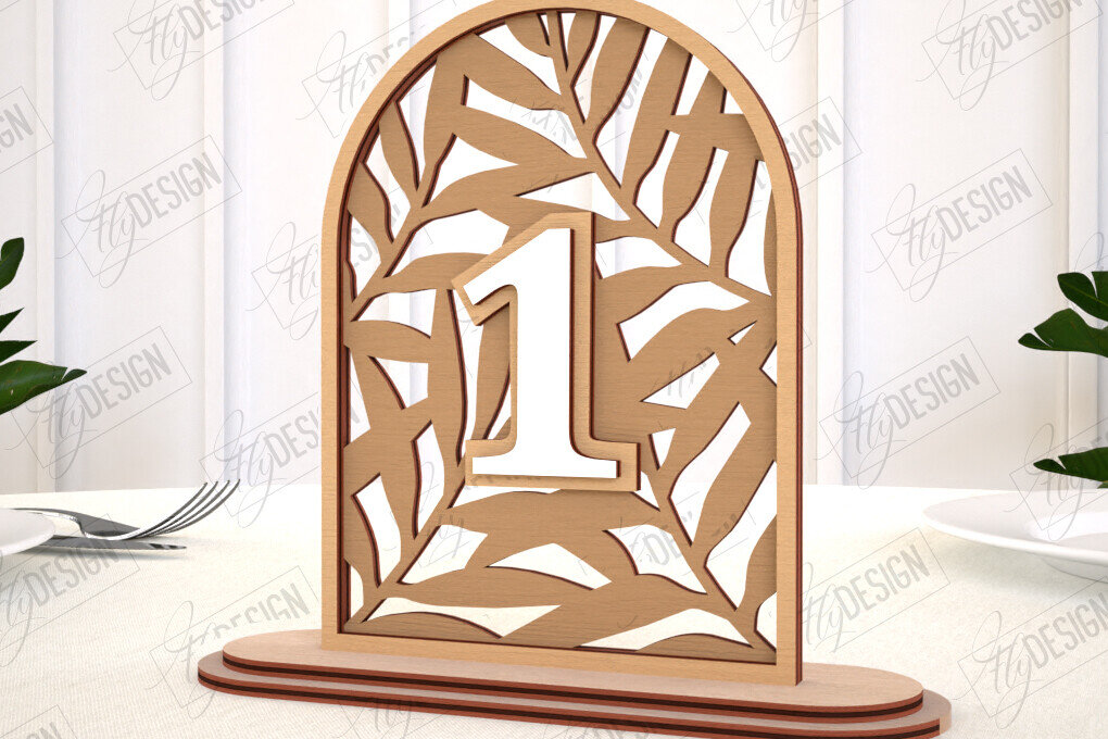 Σετ των 2 Intra απο ξύλο plywood 3mm-4mm πάχος – Αριθμοί τραπεζιού Rattan | Σημάδι αριθμού πίνακα Δίασταση  20x20 cm INTRAFABR-113923041