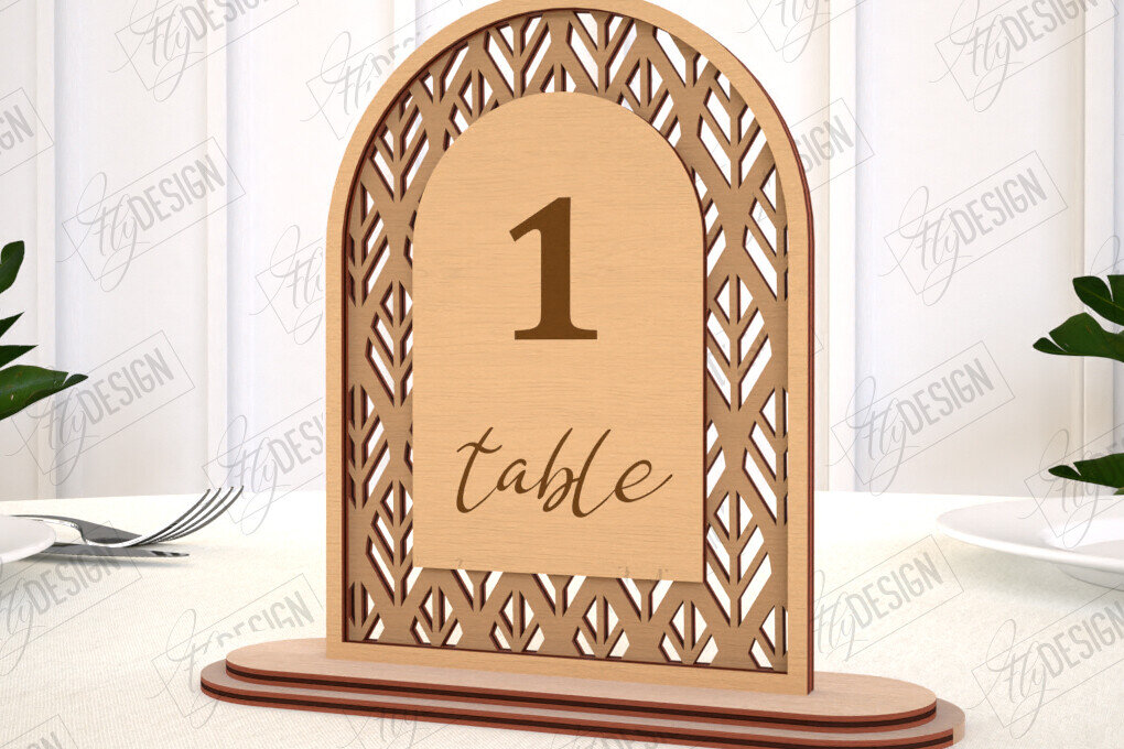 Σετ των 2 Intra απο ξύλο plywood 3mm-4mm πάχος – Αριθμοί τραπεζιού Rattan | Σημάδι αριθμού πίνακα Δίασταση  20x20 cm INTRAFABR-113923117