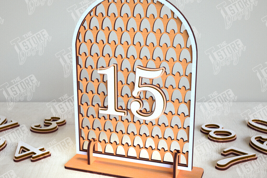 Σετ των 2 Intra απο ξύλο plywood 3mm-4mm πάχος – Αριθμοί τραπεζιού Rattan | Σημάδι αριθμού πίνακα Δίασταση  20x20 cm INTRAFABR-113527492