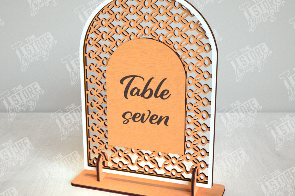 Σετ των 2 Intra απο ξύλο plywood 3mm-4mm πάχος – Αριθμοί τραπεζιού Rattan | Σημάδι αριθμού πίνακα Δίασταση  20x20 cm INTRAFABR-113527496