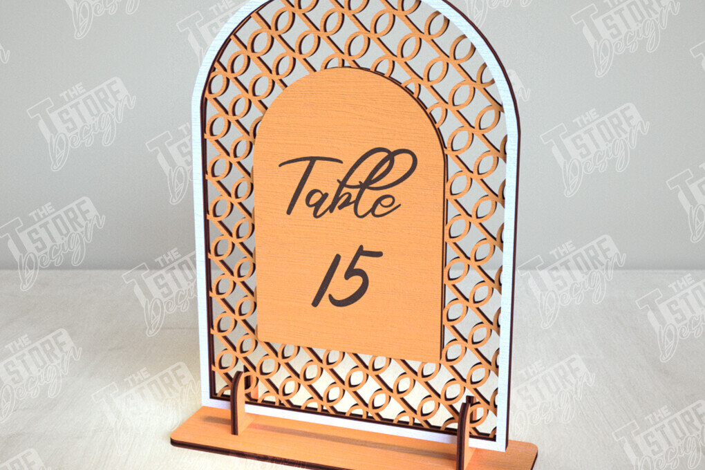 Σετ των 2 Intra απο ξύλο plywood 3mm-4mm πάχος – Αριθμοί τραπεζιού Rattan | Σημάδι αριθμού πίνακα Δίασταση  20x20 cm INTRAFABR-113527505