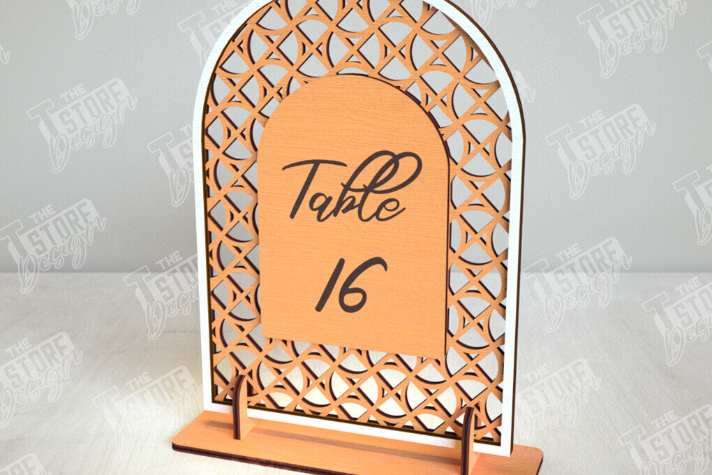 Σετ των 2 Intra απο ξύλο plywood 3mm-4mm πάχος – Αριθμοί τραπεζιού Rattan | Σημάδι αριθμού πίνακα Δίασταση  20x20 cm INTRAFABR-113527510