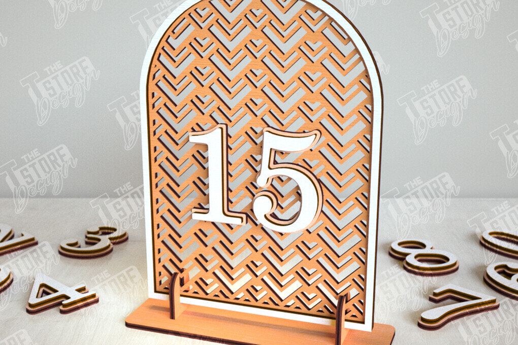 Σετ των 2 Intra απο ξύλο plywood 3mm-4mm πάχος – Αριθμοί τραπεζιού Rattan | Σημάδι αριθμού πίνακα Δίασταση  20x20 cm INTRAFABR-113527470