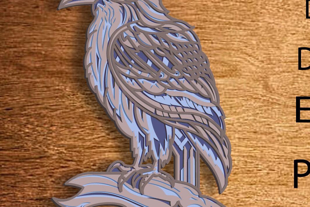 Σετ των 2 Intra απο ξύλο plywood 3mm-4mm πάχος – Raven Multilayer/Papercut/Laser Cut Δίασταση  20x20 cm INTRAFABR-77274370