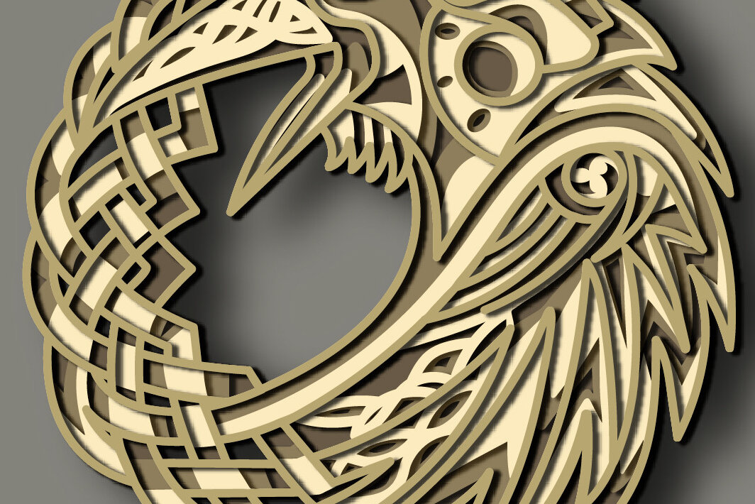 Σετ των 2 Intra απο ξύλο plywood 3mm-4mm πάχος – Raven Multilayer/Papercut/Laser Cut Δίασταση  20x20 cm INTRAFABR-71040488