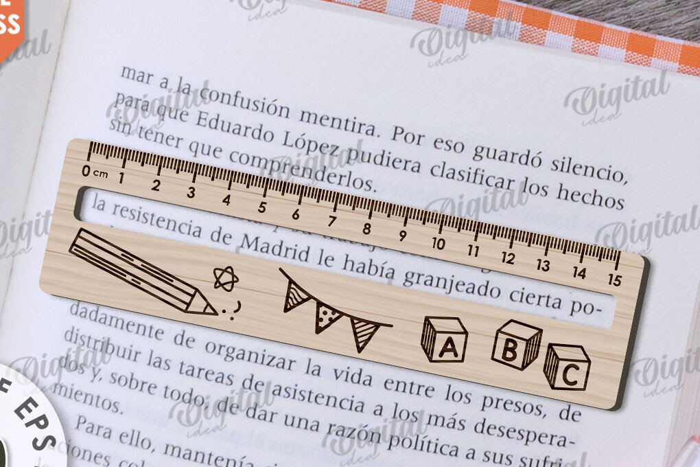 Σετ των 2 Intra απο ξύλο plywood 3mm-4mm πάχος – Βοήθημα ανάγνωσης με  κοπής με λέιζερ χάρακα Δίασταση  20x20 cm INTRAFABR-108960146