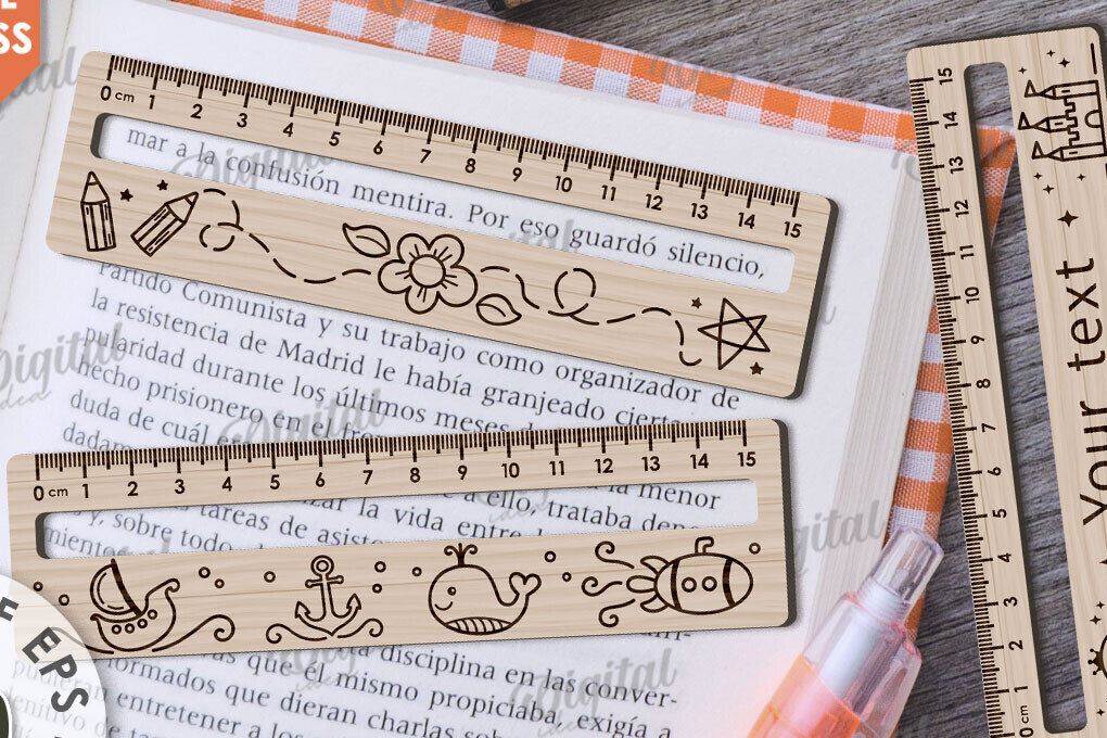 Σετ των 2 Intra απο ξύλο plywood 3mm-4mm πάχος – Βοήθημα ανάγνωσης με χάρακες Δέσμη κοπής με λέιζερ Δίασταση  20x20 cm INTRAFABR-109013772