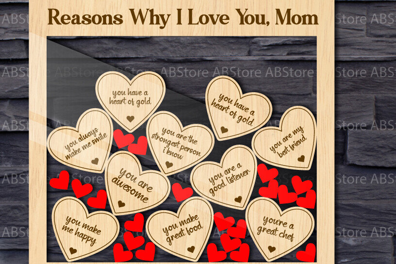 Σετ των 2 Intra απο ξύλο plywood 3mm-4mm πάχος – Λόγοι για τους οποίους I Love You Mom Stand Decor Δίασταση  20x20 cm INTRAFABR-117142453