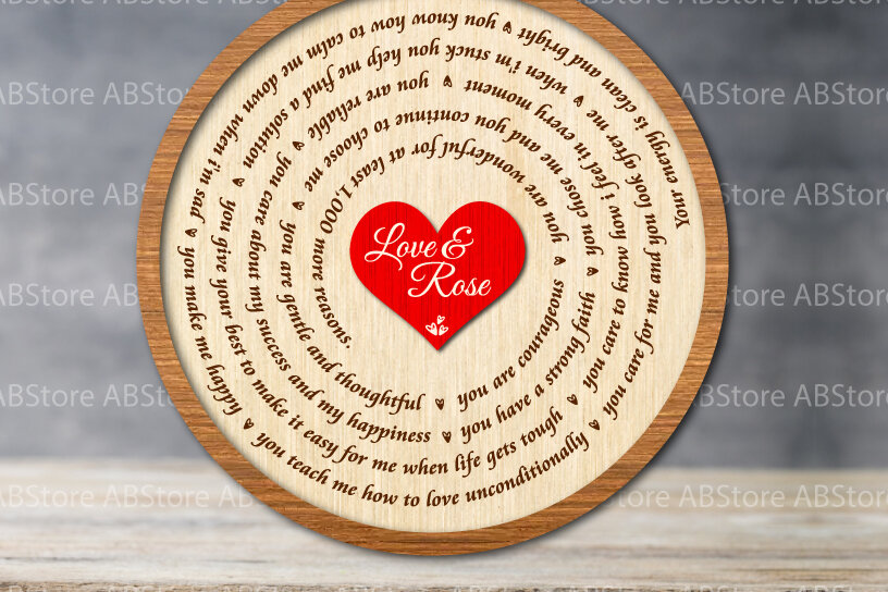 Σετ των 2 Intra απο ξύλο plywood 3mm-4mm πάχος – Λόγοι για τους οποίους σ' αγαπώ, δώρο Αγίου Βαλεντίνου Δίασταση  20x20 cm INTRAFABR-111747938