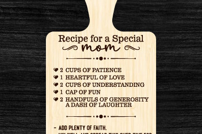 Σετ των 2 Intra απο ξύλο plywood 3mm-4mm πάχος – Συνταγή για μια ειδική μαμά κοπτική σανίδα Δίασταση  20x20 cm INTRAFABR-94395477