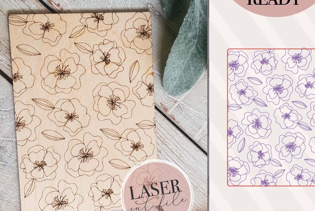 Σετ των 2 Intra απο ξύλο plywood 3mm-4mm πάχος – Ορθογώνιο Floral σημάδι Laser Δίασταση  20x20 cm INTRAFABR-70928057