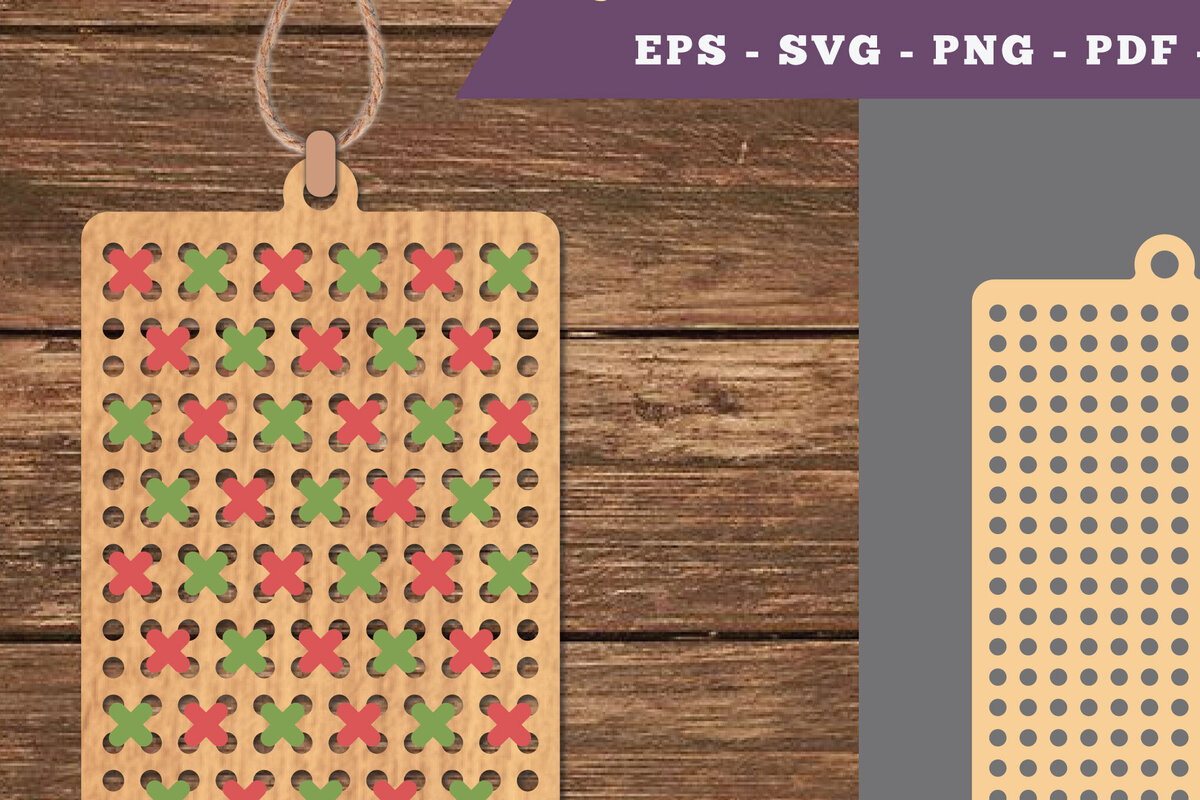 Σετ των 2 Intra απο ξύλο plywood 3mm-4mm πάχος – Ορθογώνια κοπή Σταυροβελονιά 1 Δίασταση  20x20 cm INTRAFABR-106690554