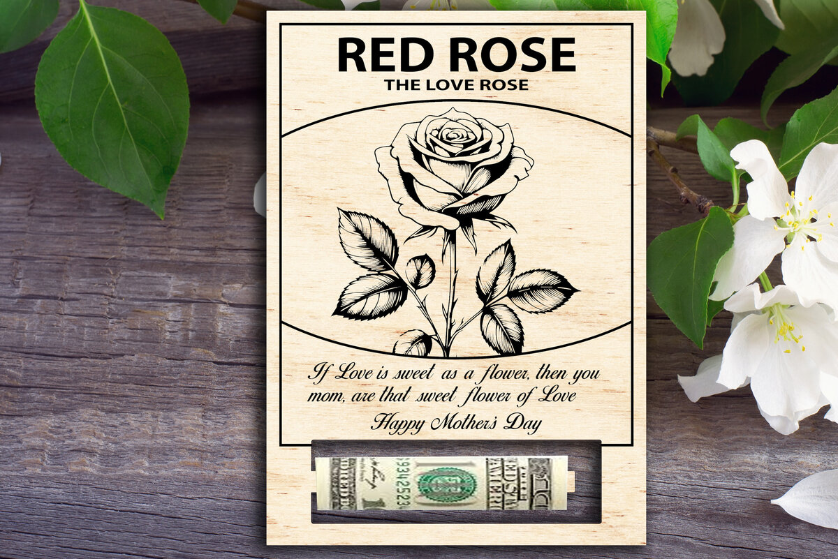 Σετ των 2 Intra απο ξύλο plywood 3mm-4mm πάχος – Κάτοχος χρημάτων για την Ημέρα της Μητέρας Red Rose Δίασταση  20x20 cm INTRAFABR-96776866