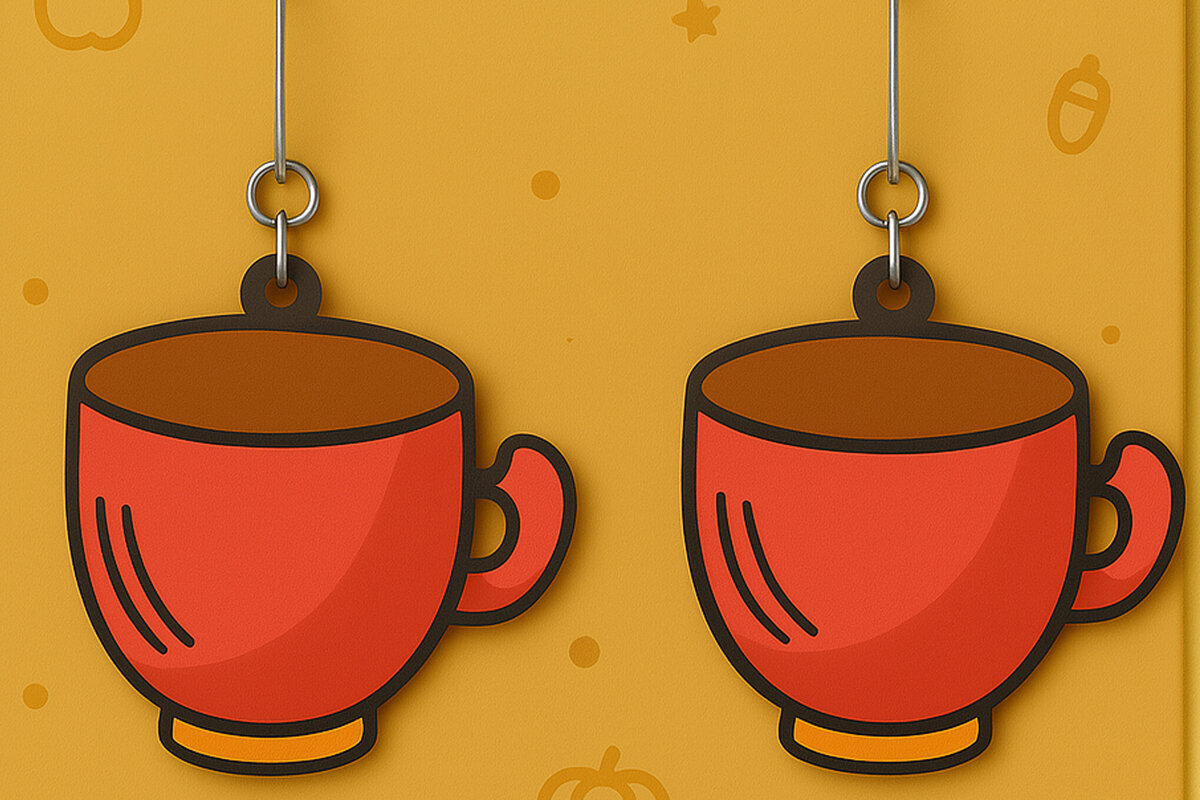 Σετ των 3 Intra απο ξύλο plywood 3mm-4mm πάχος – Κόκκινα σκουλαρίκια για φλιτζάνι τσαγιού Δίασταση  5x5 cm INTRAFABR-125294296