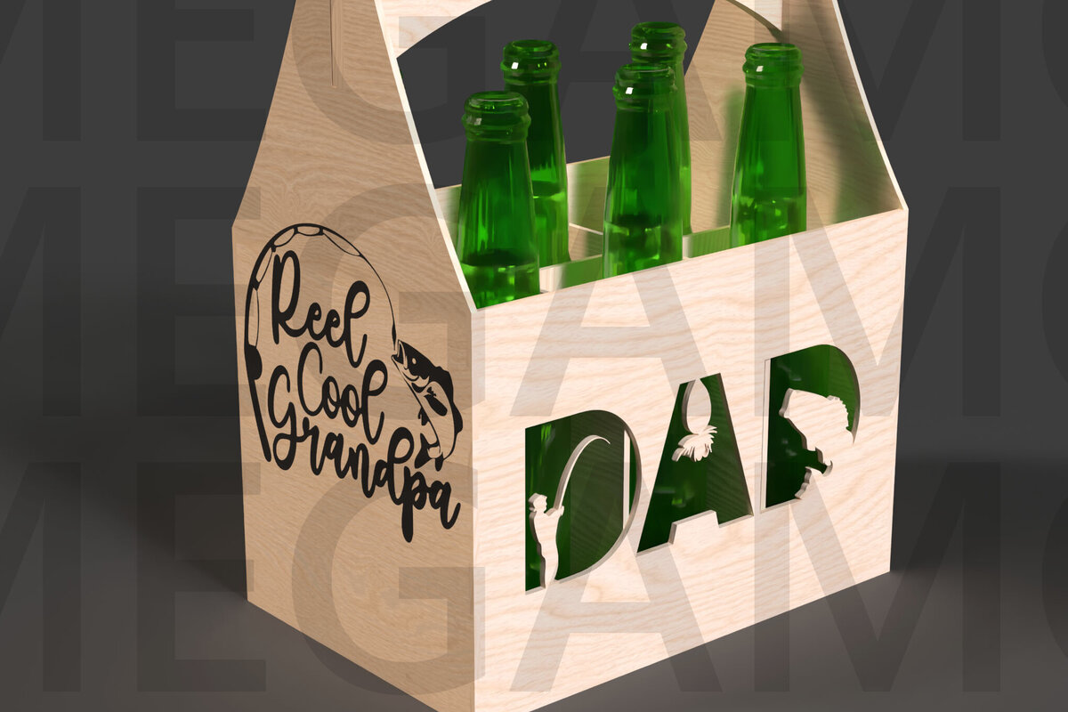 Σετ των 2 Intra απο ξύλο plywood 3mm-4mm πάχος – Reel Cool Grandpa Beer Caddy Cut Laser Δίασταση  20x20 cm INTRAFABR-122114070