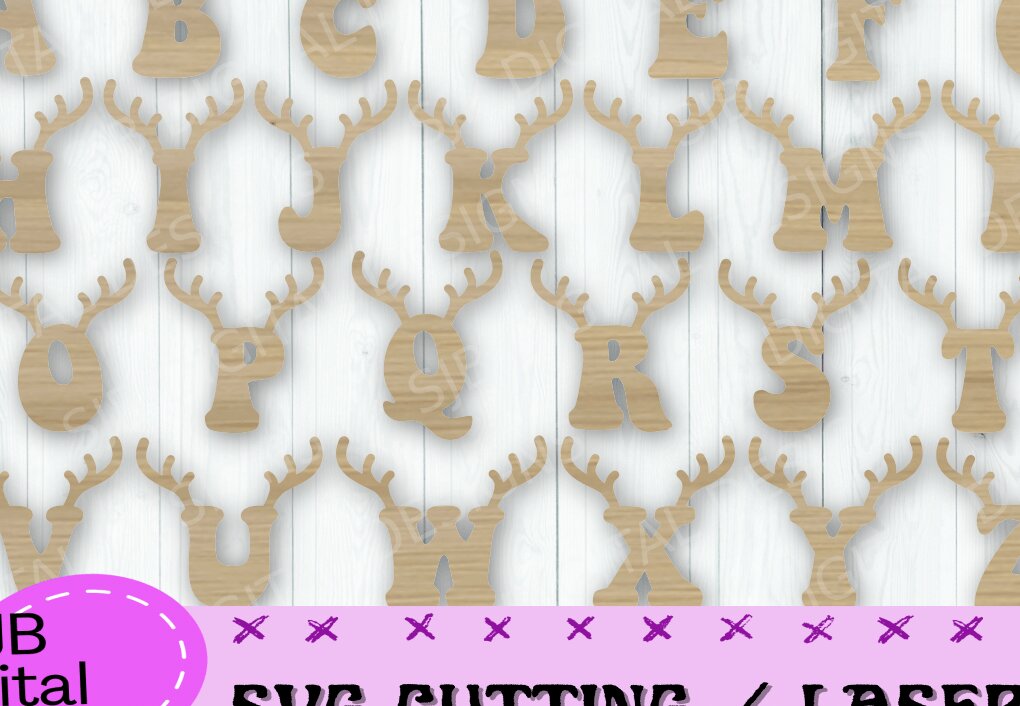 Σετ των 2 Intra απο ξύλο plywood 3mm-4mm πάχος – Reindeer Alphabet, Χριστούγεννα Δίασταση  20x20 cm INTRAFABR-39626481