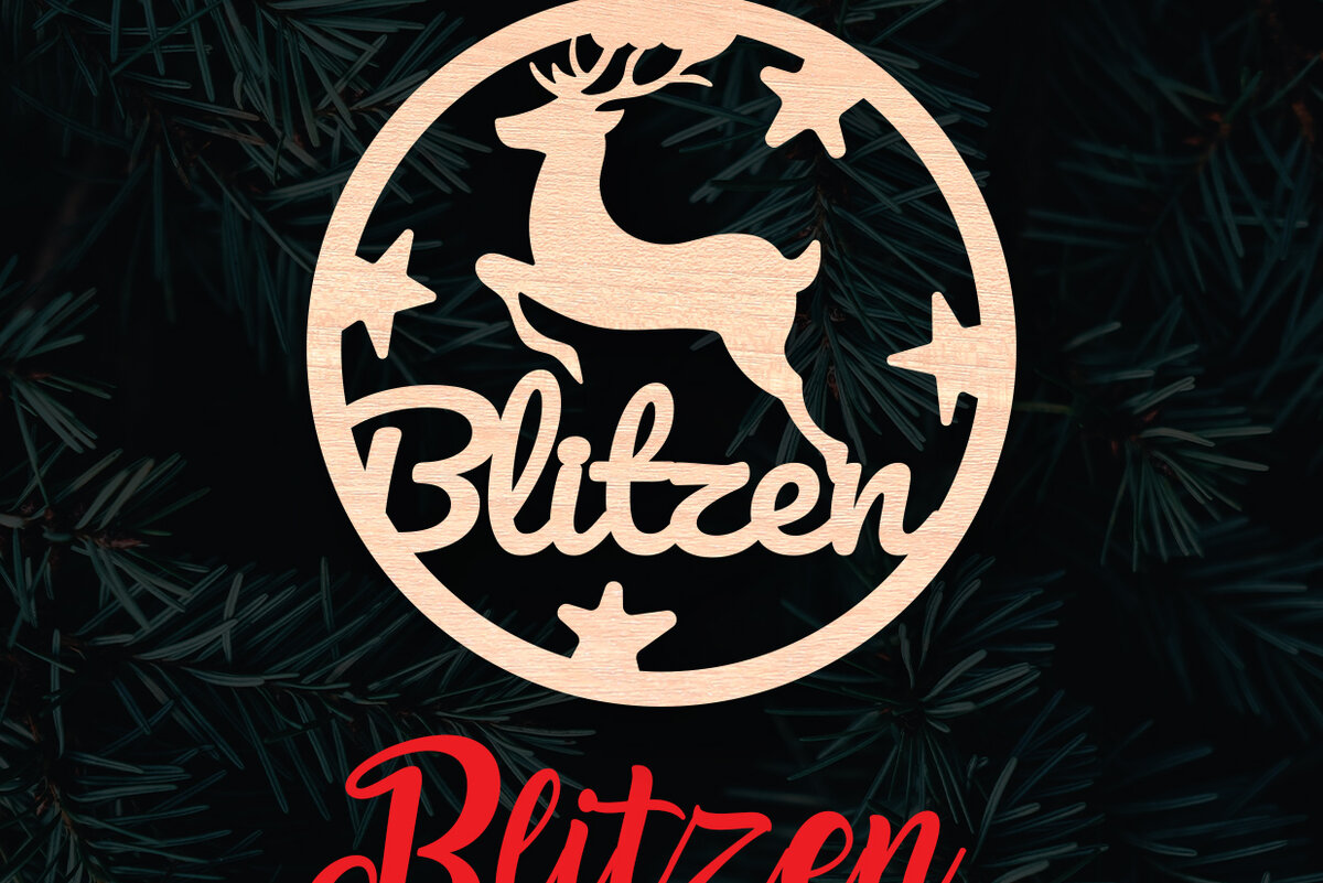 Σετ των 2 Intra απο ξύλο plywood 3mm-4mm πάχος – Χριστουγεννιάτικο στολίδι Reindeer Blitzen Δίασταση  20x20 cm INTRAFABR-6095964