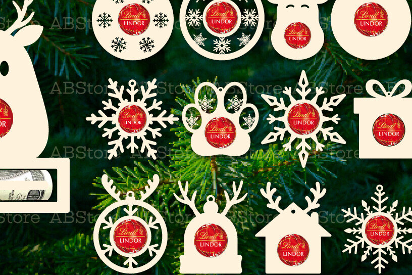 Σετ των 2 Intra απο ξύλο plywood 3mm-4mm πάχος – Στολίδι σοκολάτας ταράνδου Δίασταση  20x20 cm INTRAFABR-109870876