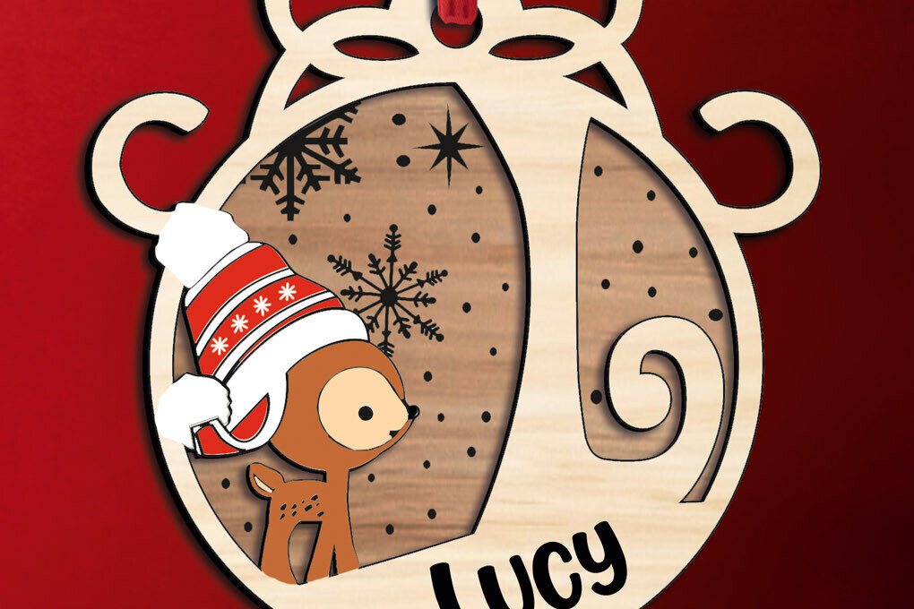 Σετ των 2 Intra απο ξύλο plywood 3mm-4mm πάχος – Χριστουγεννιάτικο γράμμα τάρανδος L Holiday Δίασταση  20x20 cm INTRAFABR-109760351