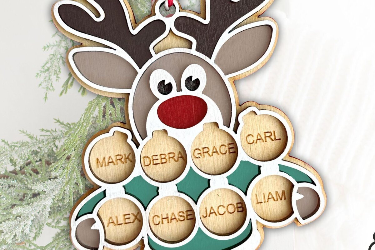 Σετ των 2 Intra απο ξύλο plywood 3mm-4mm πάχος – Χριστουγεννιάτικο στολίδι με τάρανδο Laser Δίασταση  20x20 cm INTRAFABR-83395615