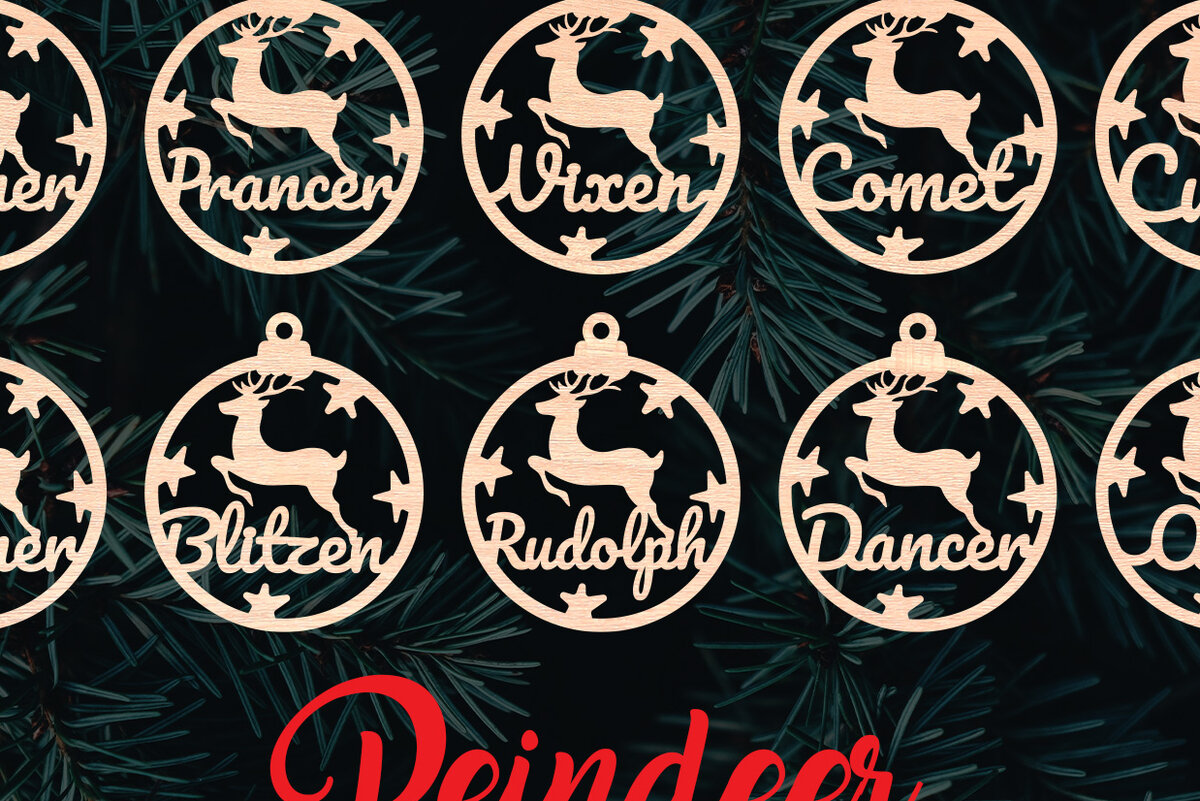 Σετ των 2 Intra απο ξύλο plywood 3mm-4mm πάχος – Χριστουγεννιάτικα στολίδια με τάρανδο Δίασταση  20x20 cm INTRAFABR-6096196