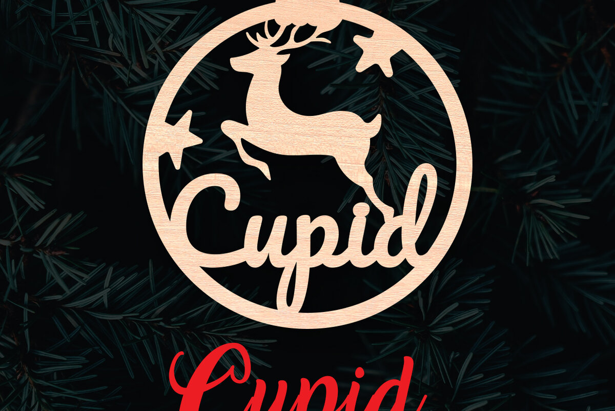 Σετ των 2 Intra απο ξύλο plywood 3mm-4mm πάχος – Χριστουγεννιάτικο στολίδι Έρως τάρανδος Δίασταση  20x20 cm INTRAFABR-6096013