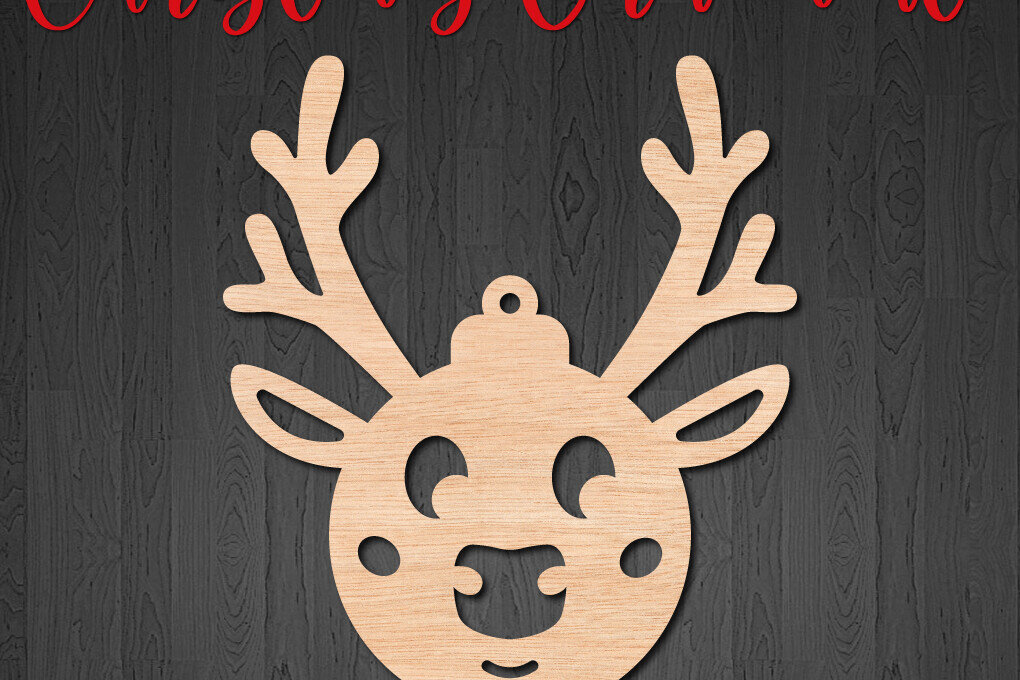 Σετ των 2 Intra απο ξύλο plywood 3mm-4mm πάχος – Χριστουγεννιάτικο στολίδι προσώπου με τάρανδο Δίασταση  20x20 cm INTRAFABR-110463863