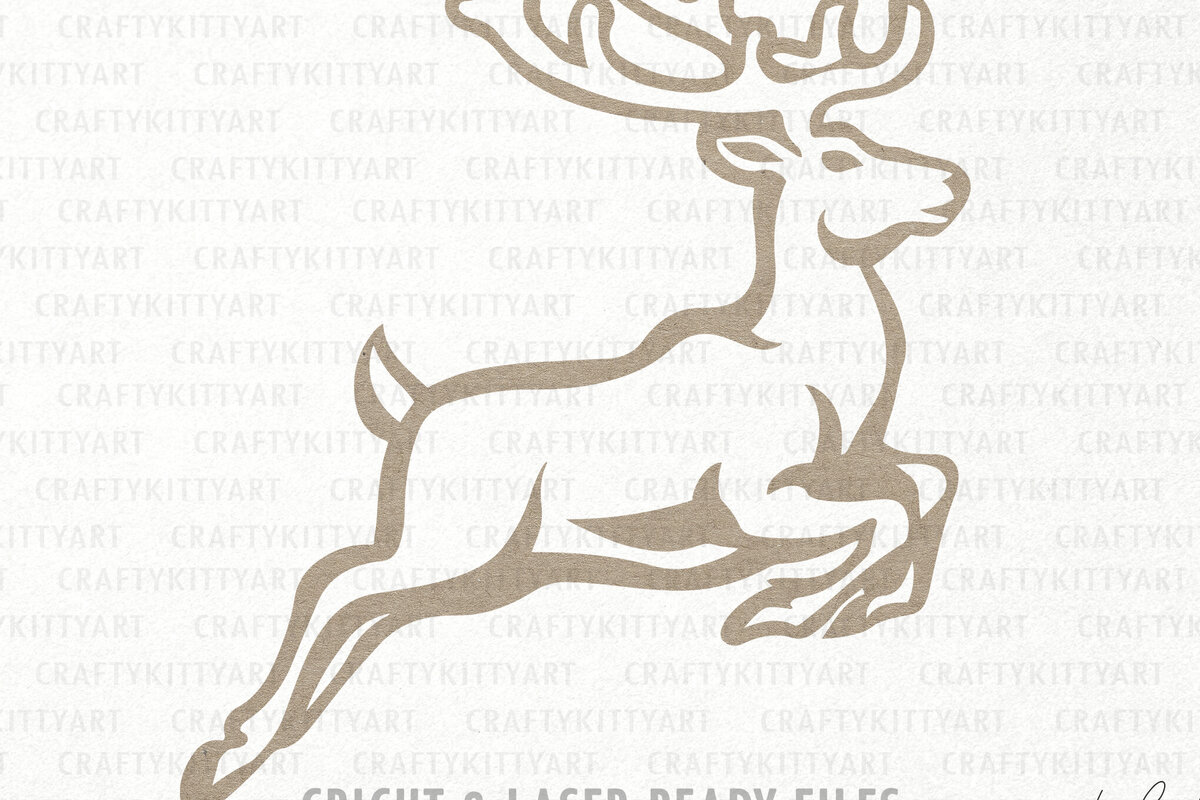 Σετ των 2 Intra απο ξύλο plywood 3mm-4mm πάχος – Reindeer Flying, Κοπή βινυλίου με λέιζερ Δίασταση  20x20 cm INTRAFABR-111006992