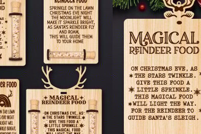 Σετ των 2 Intra απο ξύλο plywood 3mm-4mm πάχος – Στολίδι βάσης τροφής με τάρανδο Δίασταση  20x20 cm INTRAFABR-75042319