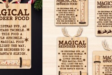 Σετ των 2 Intra απο ξύλο plywood 3mm-4mm πάχος – Στολίδι βάσης τροφής με τάρανδο Δίασταση  20x20 cm INTRAFABR-44127783