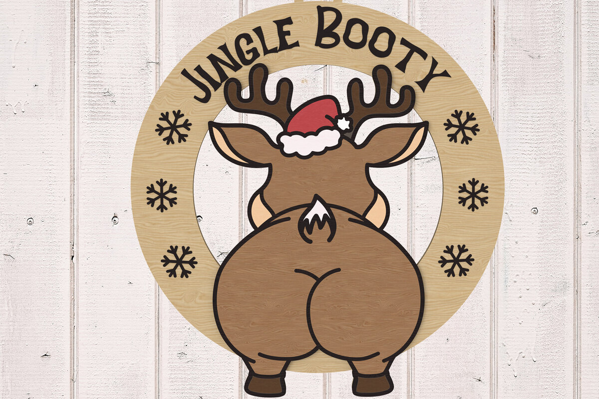 Σετ των 2 Intra απο ξύλο plywood 3mm-4mm πάχος – Στολίδι ταράνδου Jingle Booty Δίασταση  20x20 cm INTRAFABR-108127430