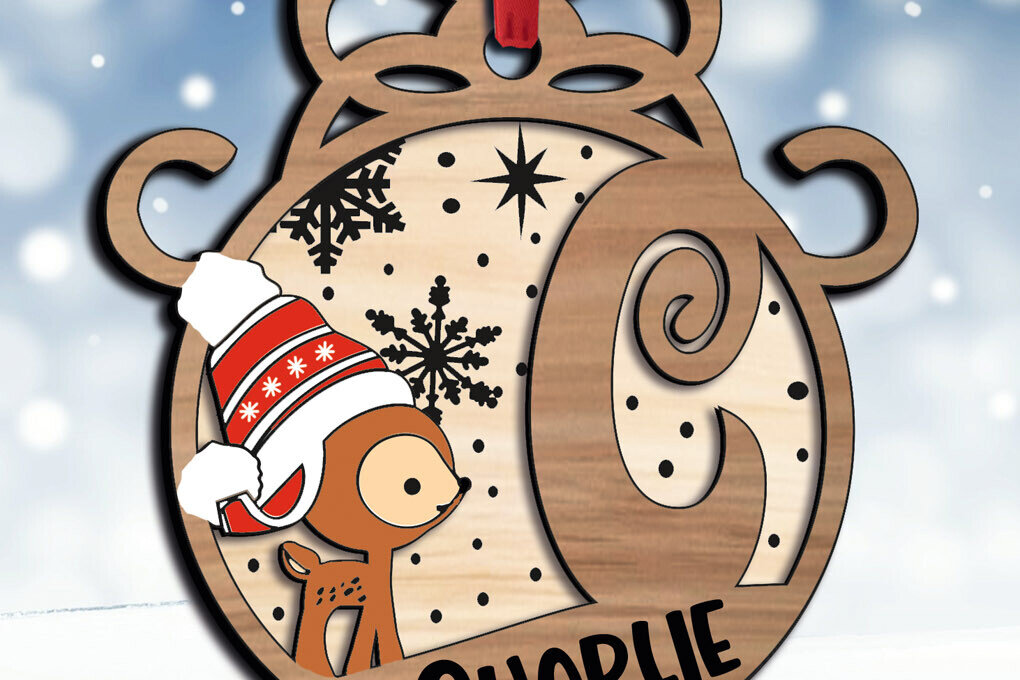 Σετ των 2 Intra απο ξύλο plywood 3mm-4mm πάχος – Τάρανδος Γράμμα Γ Χριστουγεννιάτικο Στολίδι Δίασταση  20x20 cm INTRAFABR-109710941