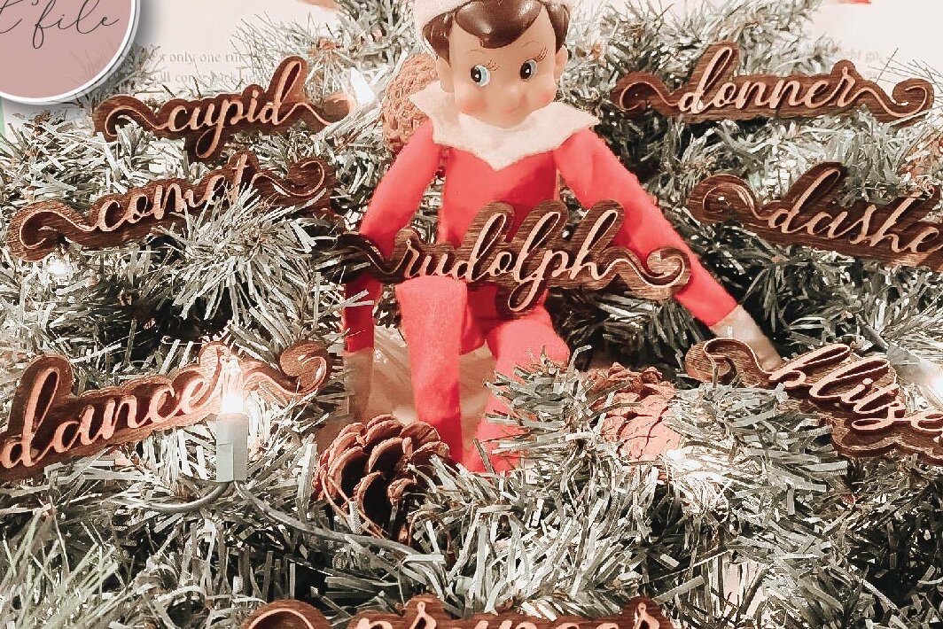 Σετ των 2 Intra απο ξύλο plywood 3mm-4mm πάχος – Ονόματα ταράνδων Δίασταση  20x20 cm INTRAFABR-72165606