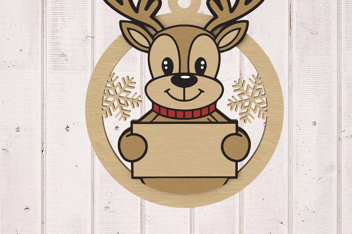 Σετ των 2 Intra απο ξύλο plywood 3mm-4mm πάχος – Στολίδι με τάρανδο Δίασταση  20x20 cm INTRAFABR-109386495